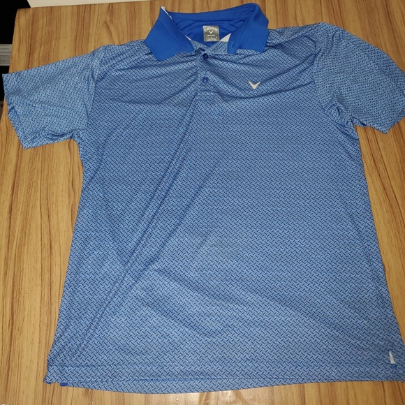 Callaway Opti-Dri Blue Polo Golf Shirt Mens Large Chevron Geometric Lightweight - Picture 1 of 7